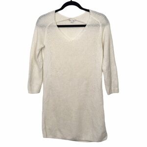 Gap Ivory Wool Blend V Neck Knit Tunic Sweater